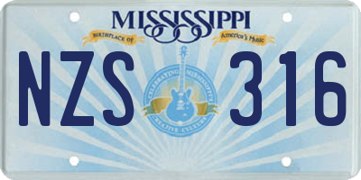 MS license plate NZS316
