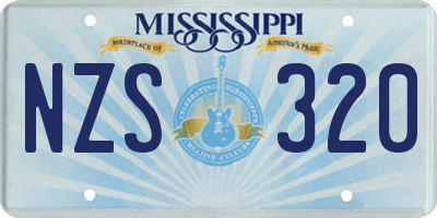 MS license plate NZS320
