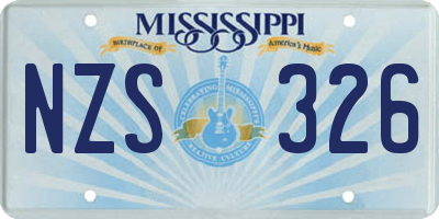 MS license plate NZS326