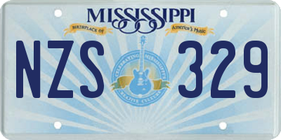 MS license plate NZS329