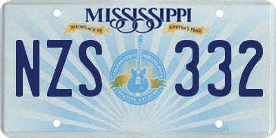 MS license plate NZS332