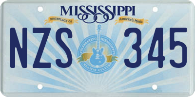 MS license plate NZS345
