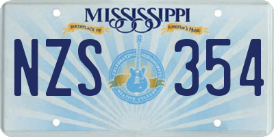 MS license plate NZS354