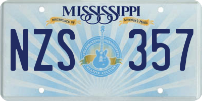 MS license plate NZS357