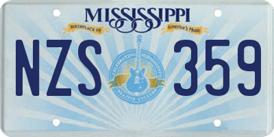 MS license plate NZS359