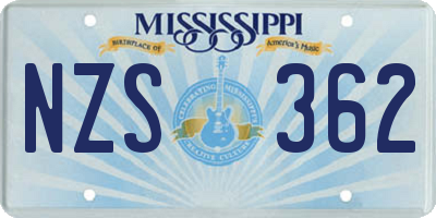 MS license plate NZS362