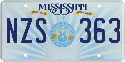 MS license plate NZS363