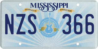 MS license plate NZS366