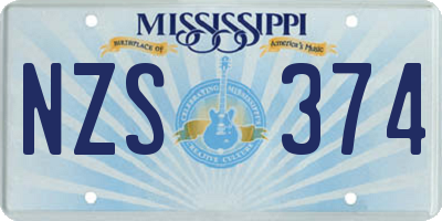 MS license plate NZS374
