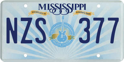 MS license plate NZS377
