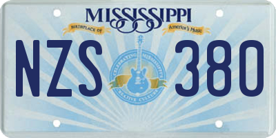 MS license plate NZS380
