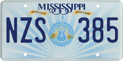 MS license plate NZS385