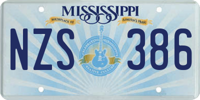 MS license plate NZS386