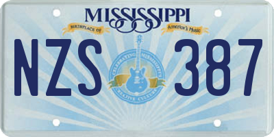 MS license plate NZS387