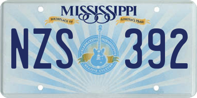 MS license plate NZS392