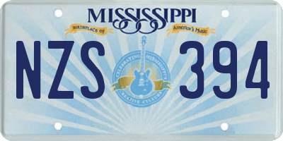 MS license plate NZS394