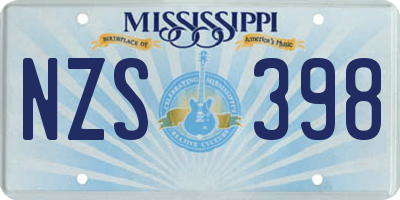 MS license plate NZS398