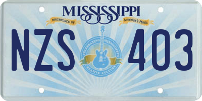 MS license plate NZS403