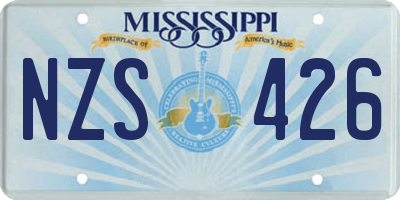 MS license plate NZS426