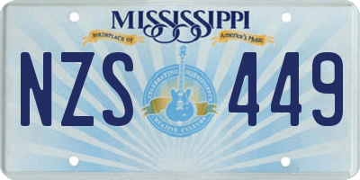 MS license plate NZS449