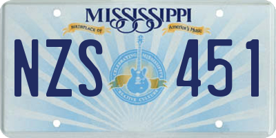MS license plate NZS451