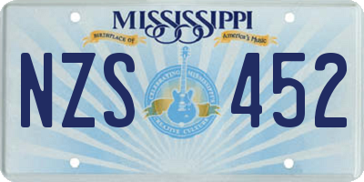MS license plate NZS452