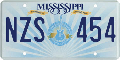 MS license plate NZS454