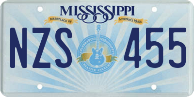 MS license plate NZS455