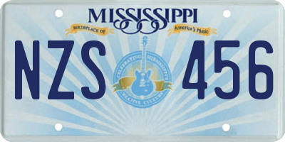 MS license plate NZS456