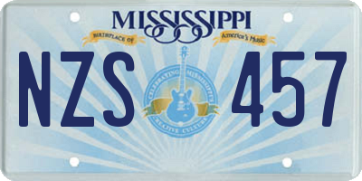 MS license plate NZS457