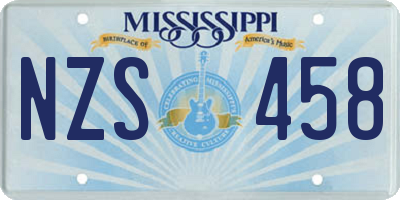 MS license plate NZS458