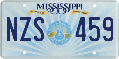 MS license plate NZS459