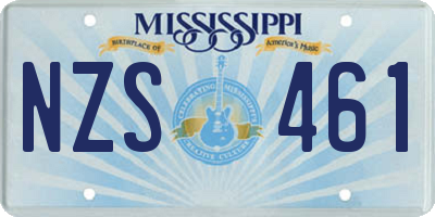 MS license plate NZS461