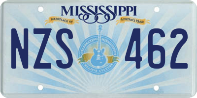 MS license plate NZS462