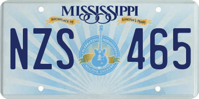 MS license plate NZS465