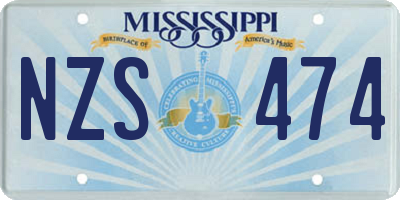 MS license plate NZS474