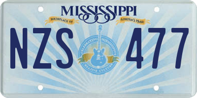 MS license plate NZS477