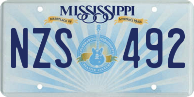 MS license plate NZS492