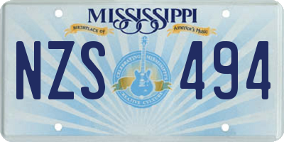 MS license plate NZS494