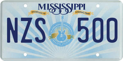 MS license plate NZS500