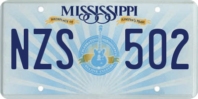 MS license plate NZS502