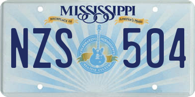 MS license plate NZS504