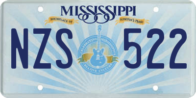 MS license plate NZS522