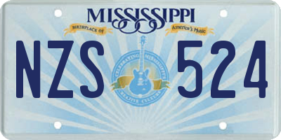 MS license plate NZS524