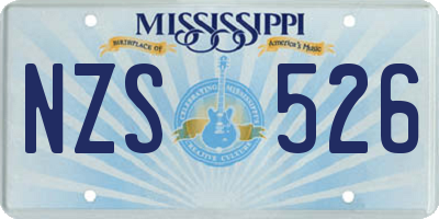 MS license plate NZS526