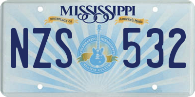 MS license plate NZS532