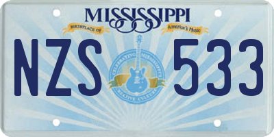 MS license plate NZS533