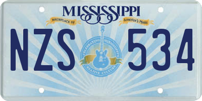MS license plate NZS534