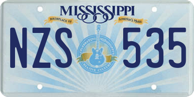 MS license plate NZS535