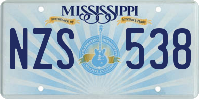 MS license plate NZS538